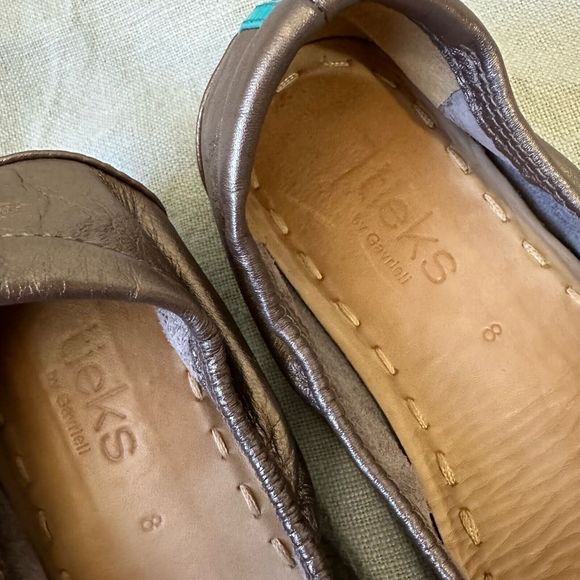 TIEKS by Gavrieli Metallic Bronze Leather Ballet Flats Foldable Slip On - Picture 9 of 10